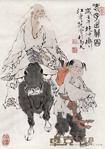 范曾 2002年作 老子出关图 镜心 68×47cm